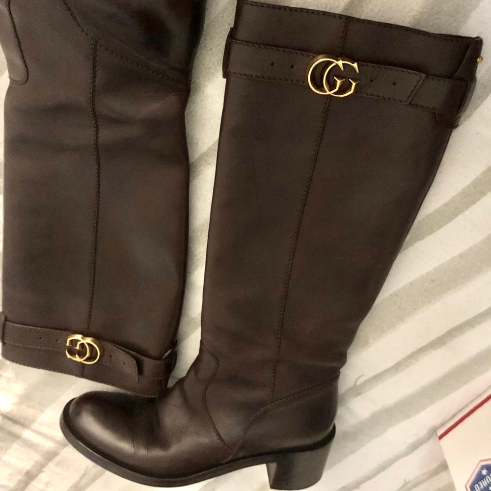 Brown Gucci Leather Riding Boots